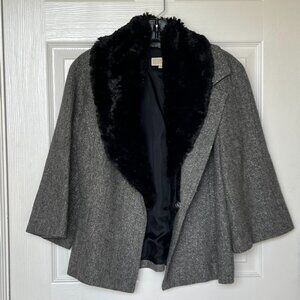 Michael Kors Tweed Black/White Jacket w/ Fur Size M